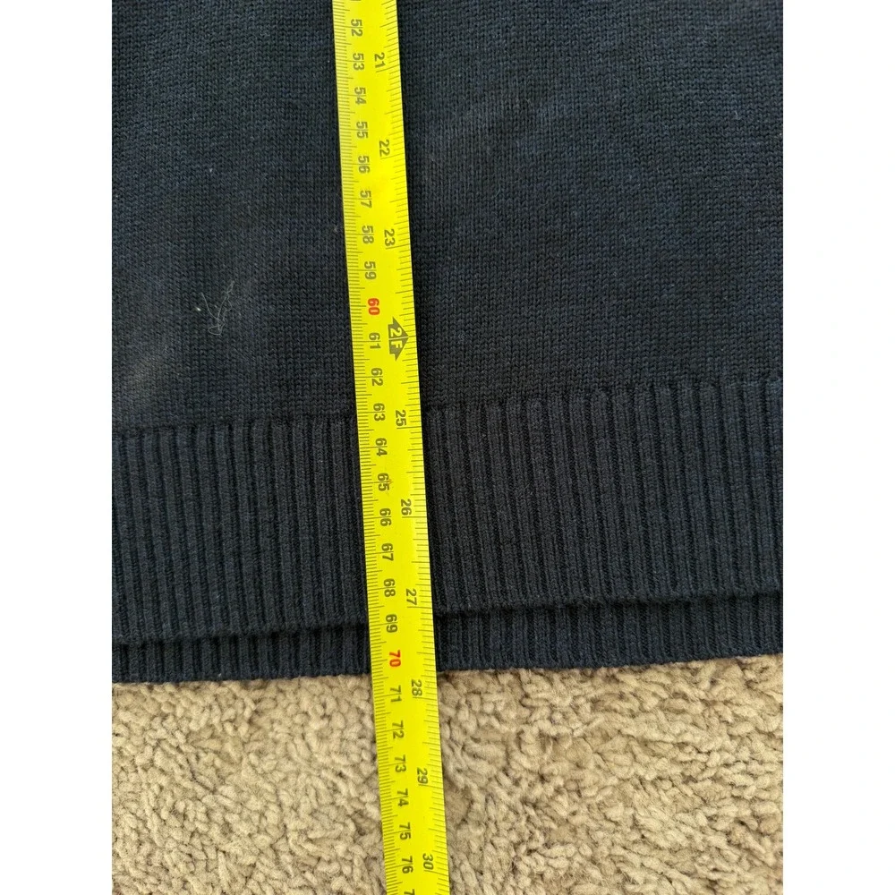 LL Bean‎ Mens Essential Merino 1/4 Zip Sweater Navy Heather Wool L 525913